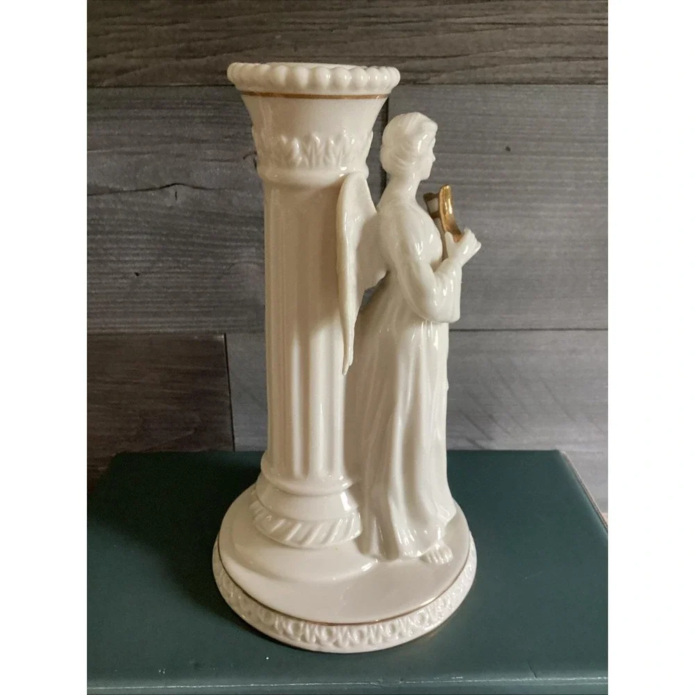 Lenox The Heavenly Angel Candlestick Holder, Angel With Harp, 7
